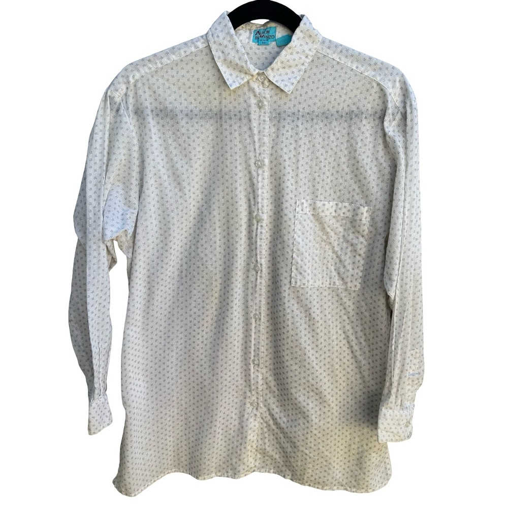 Album by Kenzo Vintage 90s Japanese Minimalist Geometric Cotton Gauze Shirt